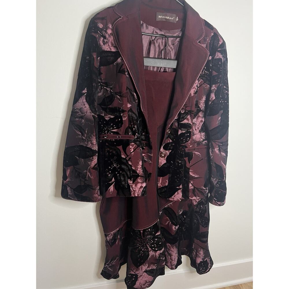 MaoMao Women's‎ 50 Vintage Velvet Sparkly Floral Suit Skirt Outfit